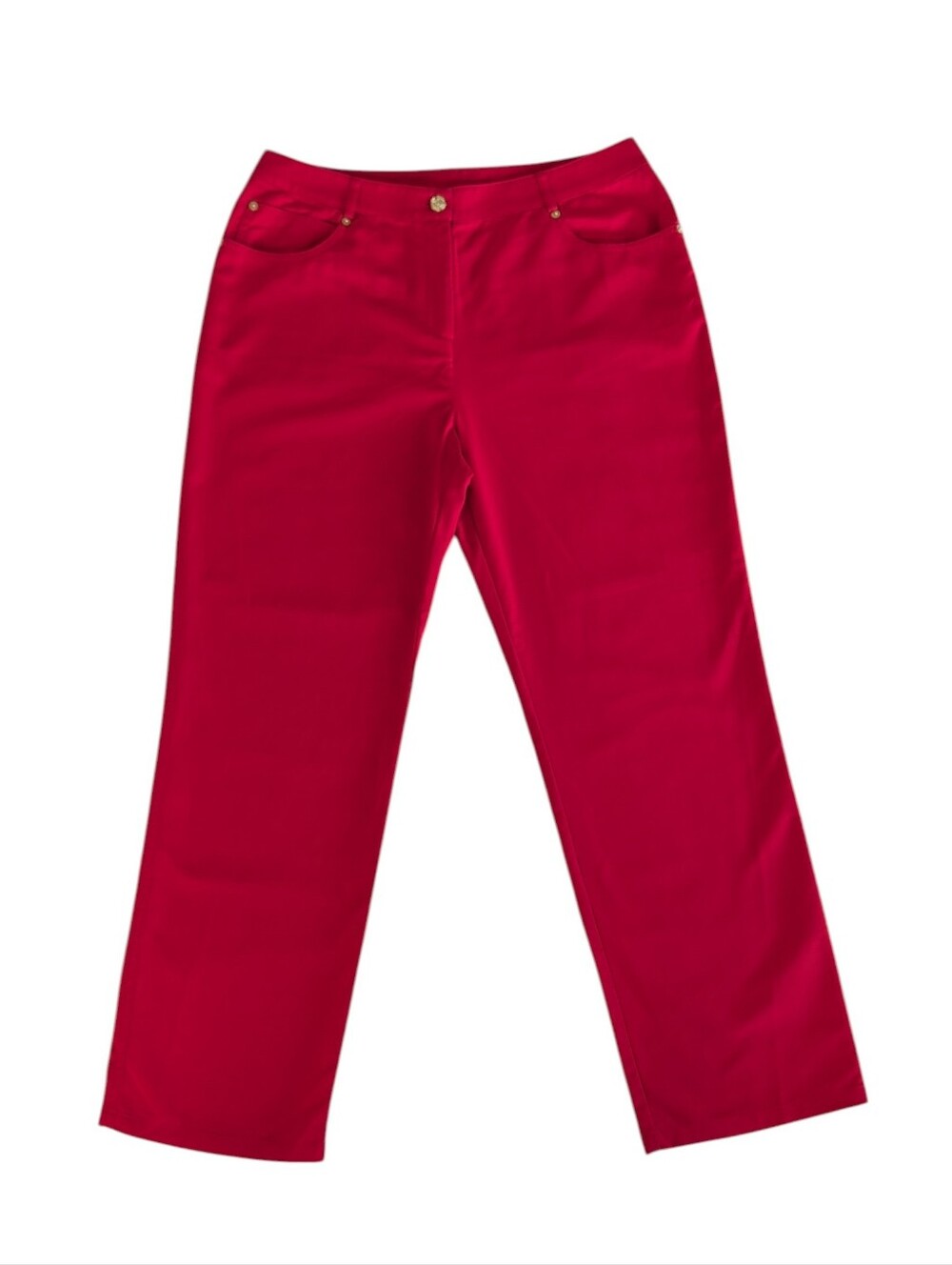 St. John Yellow Label High Rise Straight Leg Trousers 10 Red Pockets